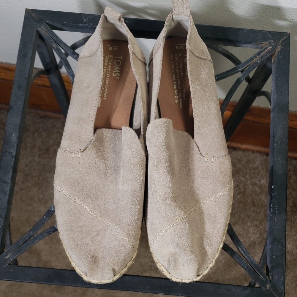 EUC TOMS Women's Size W8 Suede Espadrille Slip-On Loafers